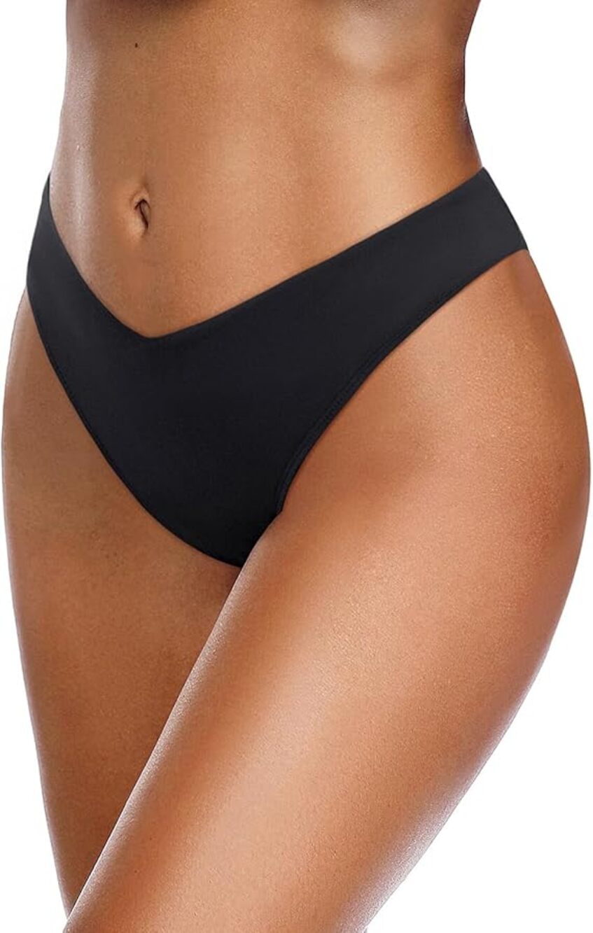 Zmart Women's M Black V Cut Cheeky Bikini Bottom Swimwear Beach Resort OS15-21